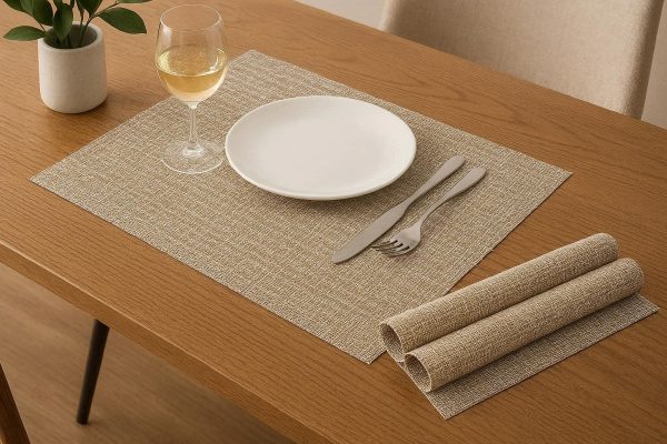 Heat Resistant Woven Vinyl Placemats For Modern Dining Table Protection And Easy Clean Kitchen Decor