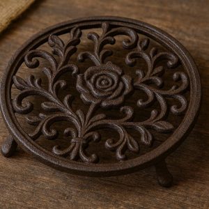 Vintage Cast Iron Decorative Table Pad For Rustic Kitchen Hot Dishes And Antique Style Home Accents