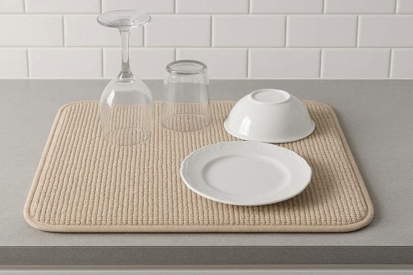 Multipurpose Microfiber Drying Table Pad For Glassware And Delicate Dishes With Extra Absorbency