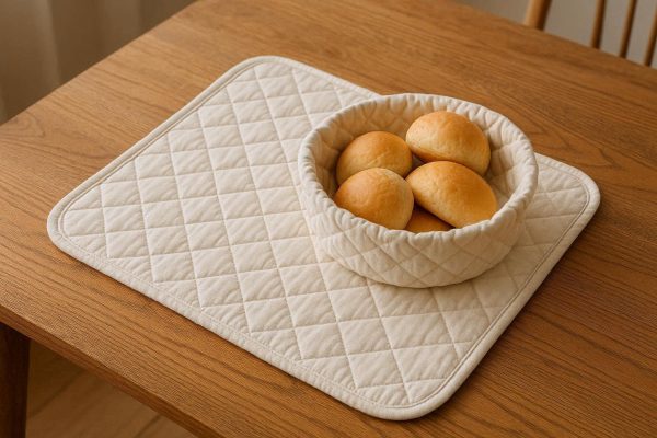 Soft Cotton Quilted Table Pad For Hot Bread Baskets And Casual Dining Room Surface Protection