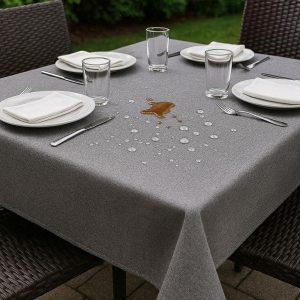 Waterproof Polyester Tablecloth With Spill Proof Coating For Outdoor Patio Dining And Family Parties
