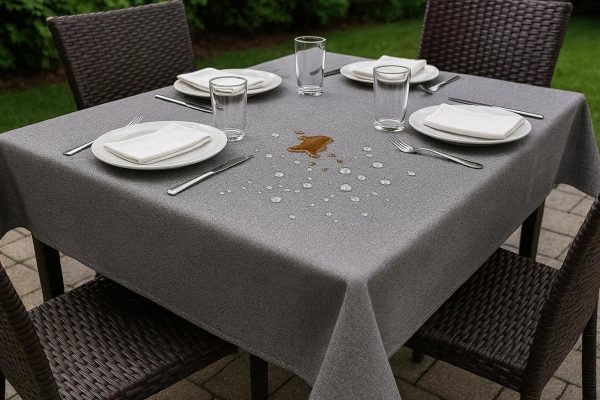 Waterproof Polyester Tablecloth With Spill Proof Coating For Outdoor Patio Dining And Family Parties