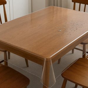 Heavy Duty Rectangular PVC Tablecloth For Kitchen Dining And Transparent Waterproof Surface Protection