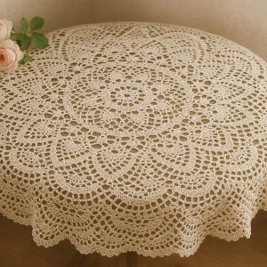 Soft Round Crochet Lace Tablecloth For Shabby Chic Decor And Romantic Vintage Style Home Accents