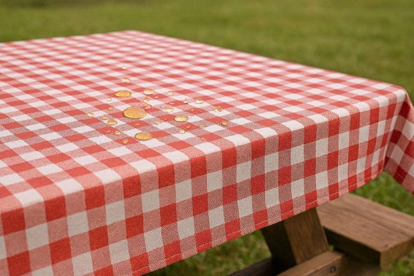 Oil Proof Checked Picnic Tablecloth For Outdoor Camping And Traditional Red White Gingham Style