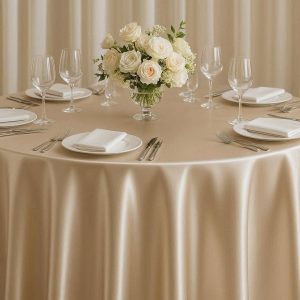 Wrinkle Free Satin Tablecloth For Luxury Wedding Receptions And Silky Smooth Formal Table Display