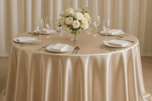 Wrinkle Free Satin Tablecloth For Luxury Wedding Receptions And Silky Smooth Formal Table Display