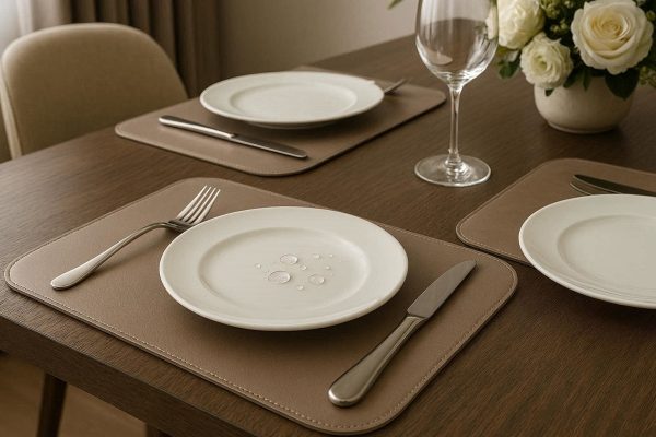 Washable Faux Leather Placemats For Luxury Dining Room Styling And Waterproof Table Surface Protection