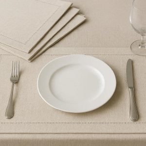 Elegant Linen Blend Placemats With Hemstitched Detail For Formal Wedding Events And Classic Home Dining
