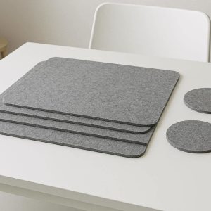 Modern Grey Felt Placemats Set For Minimalist Apartment Living And Soft Sound Absorbing Dining Gear
