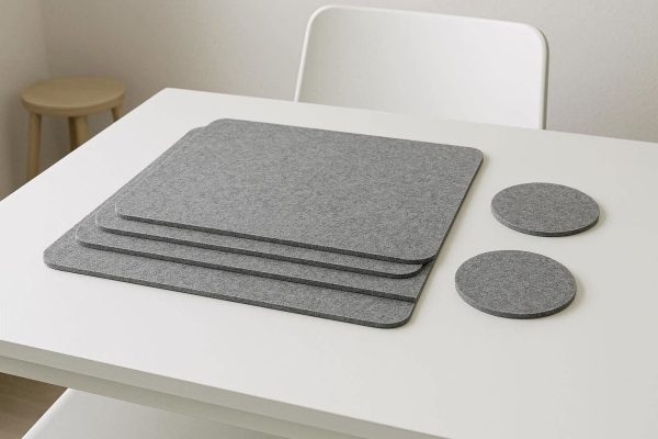 Modern Grey Felt Placemats Set For Minimalist Apartment Living And Soft Sound Absorbing Dining Gear